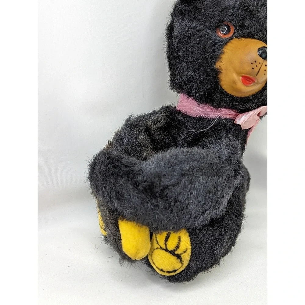 Vintage Black Bear Plush Rubber Nose 8‎ Inch Japan Stuffed Animal Toy